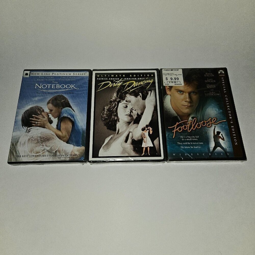 3 NEW DVDs Movie Lot Romance The Notebook Dirty Dancing Footloose